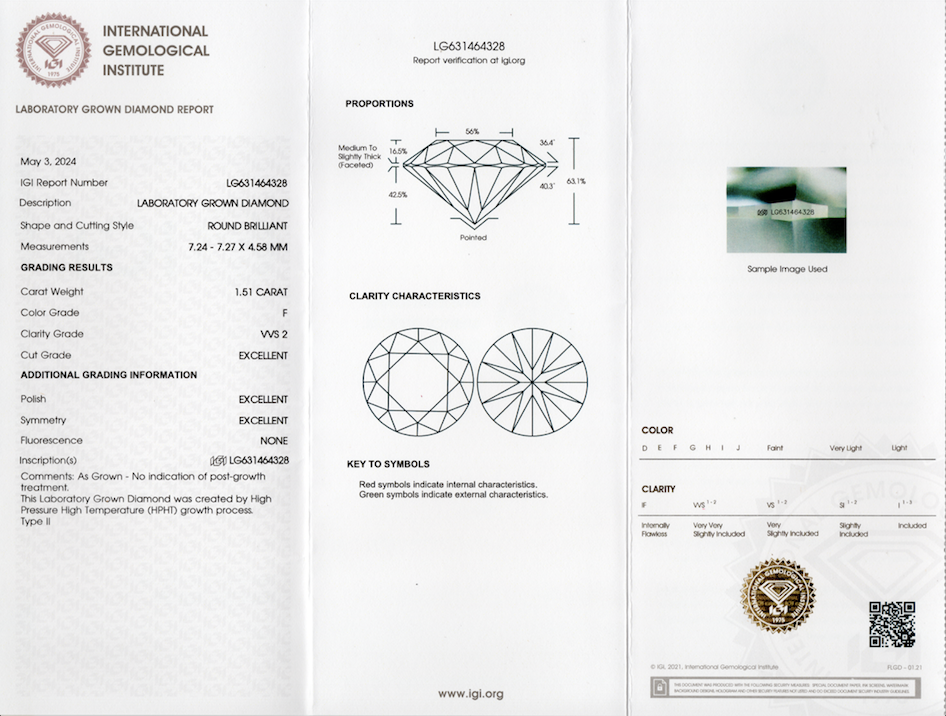 1.51 Carat Round Brilliant Diamond